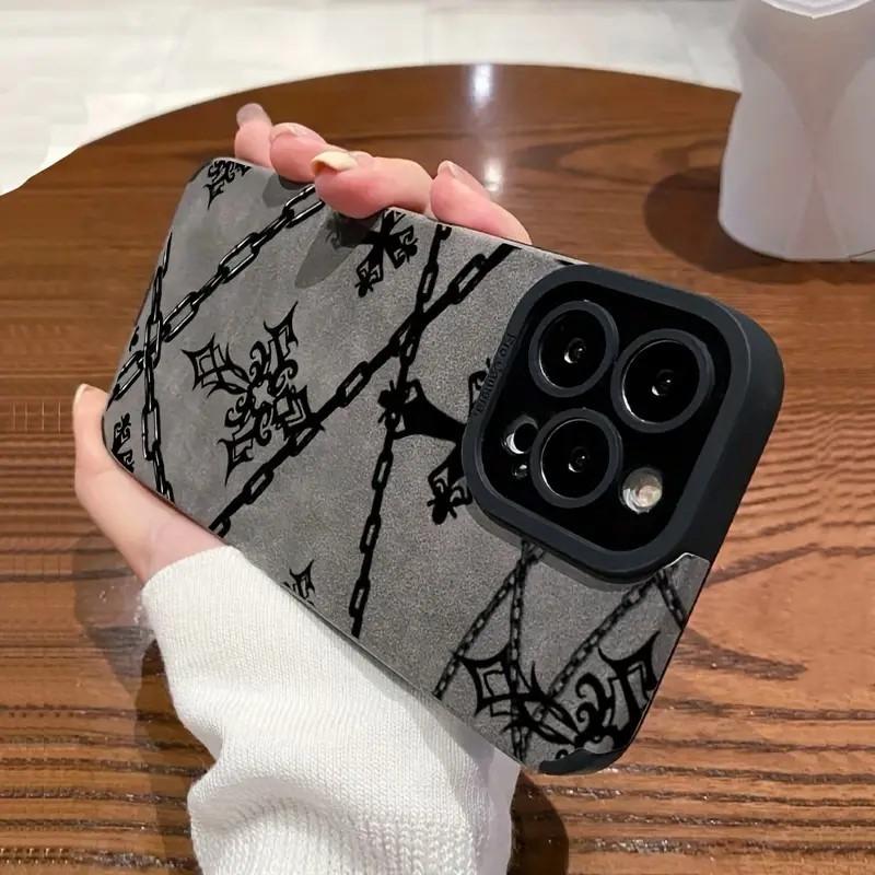 Retro Fur Necklace Cross Suitable for Apple 16promax Anti Fall Case 15 New IPhone 14