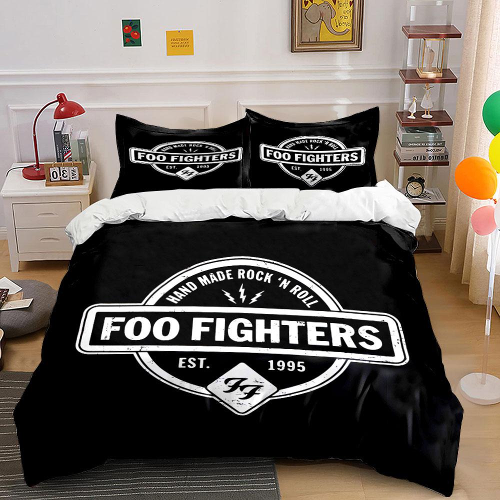 Foo Fighters Logo Print Bedding Duvet Cover Set Duvet Cover Pillowcases (1*Duvet Cover 2*Pillowcases, without duvet insert)