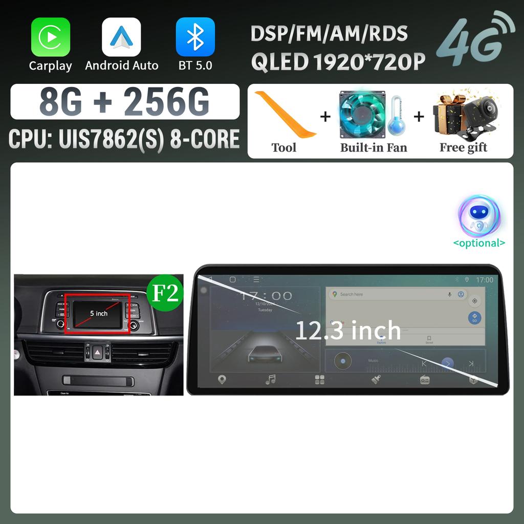 12,3-дюймовый Android 14 для KIA K5 Optima 2015 2016 2017 2018 2019 Автомагнитола Мультимедиа Навигация GPS Carplay Стерео Сенсорный экран