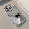 Черный Кот в Горошек Синий для IPhone17promax Кремовый Зеркальный Чехол для Телефона Масло 16 Новый 15 Мультяшный 14