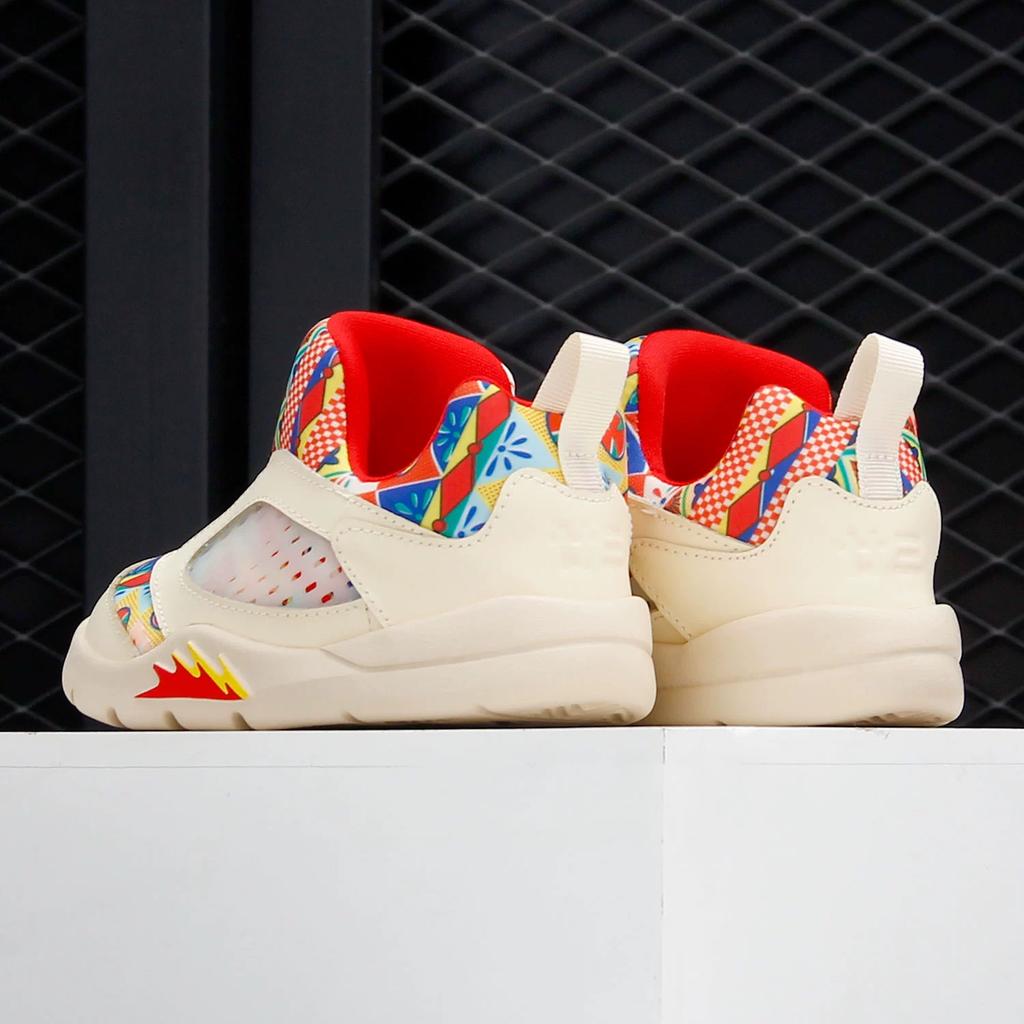 Air Jordan 5 Retro Little Flex TD Детские кроссовки на китайский Новый год кремового цвета с парусом Чили-красный DD2242-100