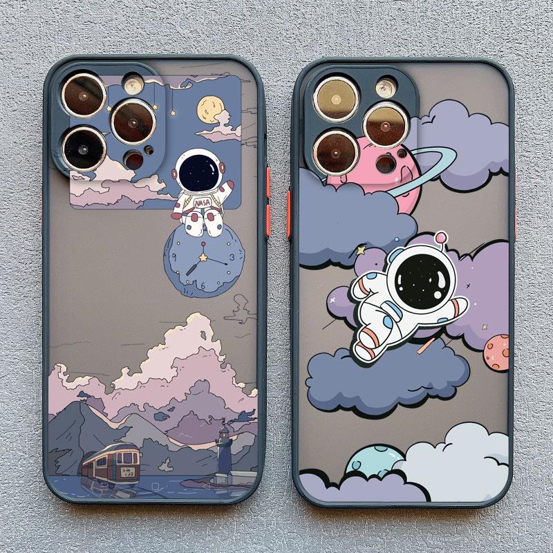Чехол для телефона с мультяшным рисунком космонавта Для iPhone 14 13 15 Pro Max Plus 11 12 Mini Pro Max 7 8 Plus X XR XS Ударопрочный чехол для телефона