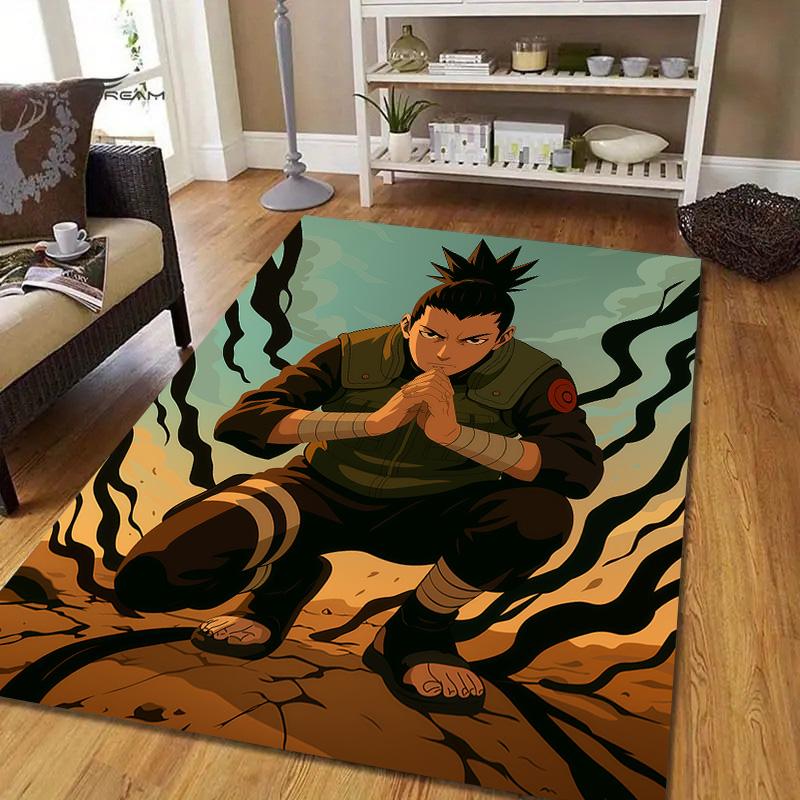 Shikamaru Nara Flannel Pattern Square Carpet,Area Rug,Carpet Rug for Living Room Bedroom Sofa Playroom Decor,Non-slip Floor Mat