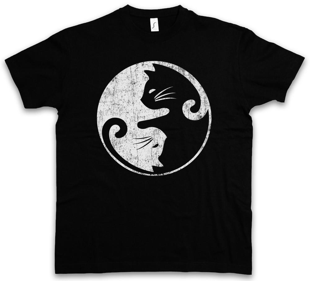 Cats Yin & Yang T-Shirt and Cat Circle Symbol Sign Fun Lover Love
