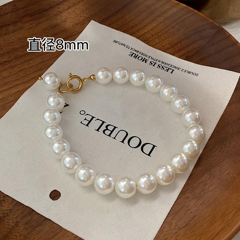 Искусственный жемчуг круглый прочный легкий браслет женский французский маленький аромат Хепберн стиль ювелирные изделия барокко ретро эластичные веревочные бусины
