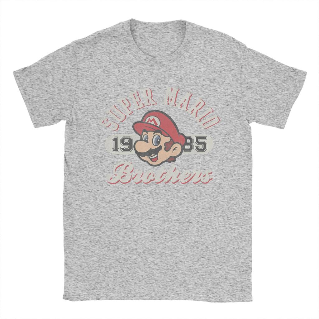 Футболка с логотипом лица Super Mario Bros 1985 Унисекс 100% Хлопок Креативная Футболка Круглый Вырез Короткий Рукав Топы Новое Поступление
