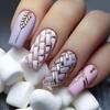 24 Pieces Wearing Nail Removable Nail Patch Nail Patch Square Medium and Long Wheat Ear Plaid Nail Patch