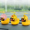 Rubber Cute Duck Toy Car Ornaments Yellow Duck Car Dashboard Decorations Cool Glasses Duck with Propeller Helmet Gold Chain