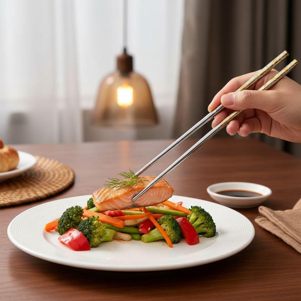 5 Pairs Non-Slip Stainless Steel Dragon Patter Chopsticks Sushi Chopsticks Restaurant