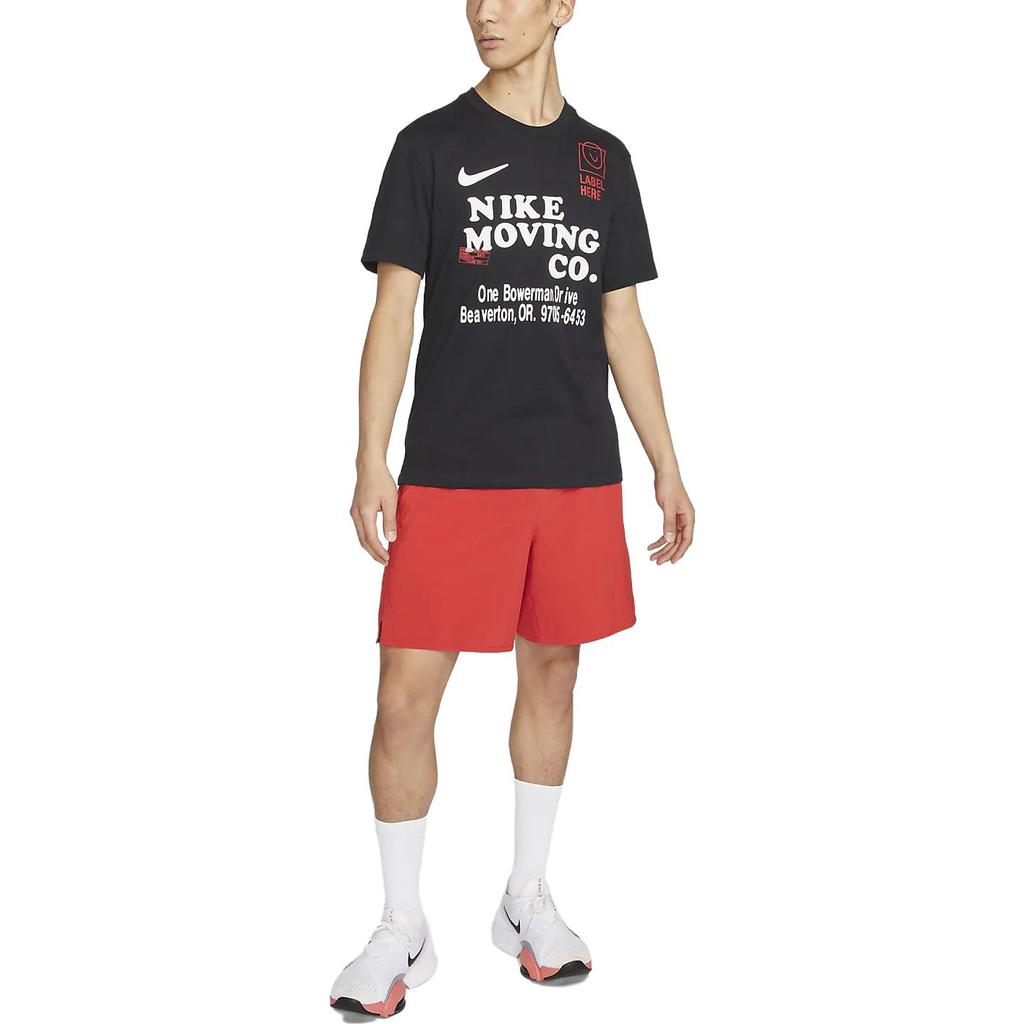 Nike Тренировочная футболка с короткими рукавами Dri-FIT с буквенным принтом, мужские топы, черные FD0135-010