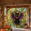 Lightweight Hanging Ornament Halloween Bat Cat Suncatcher, Stained Glass Style Acrylic Sun Catcher, Gothic Festival Atmosphere Display Black for Home