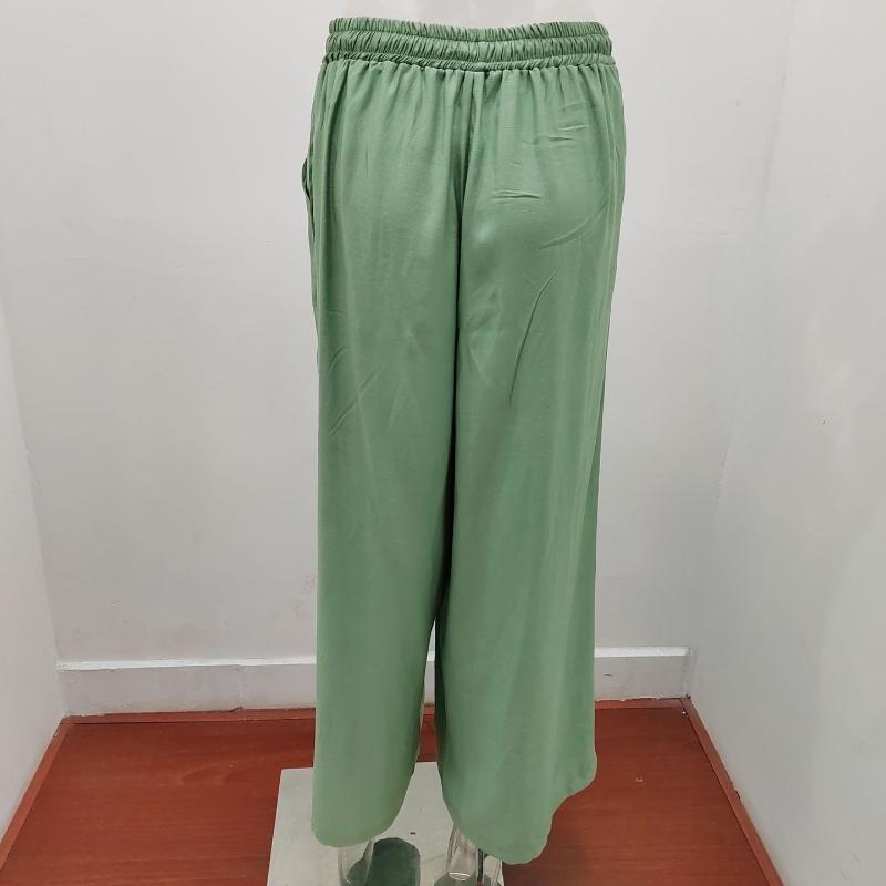 GMXIA Летние женские повседневные брюки с высокой талией, однотонные, с эластичным поясом, свободные широкие брюки