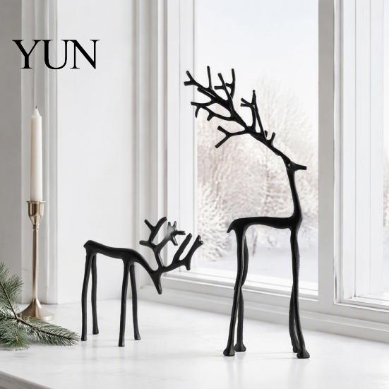 Winter Holiday Accents Christmas Reindeer Statue, Small Deer Sculpture Figurine, Modern Elegant Tabletop Decor for Tabletop, Mantel, Living