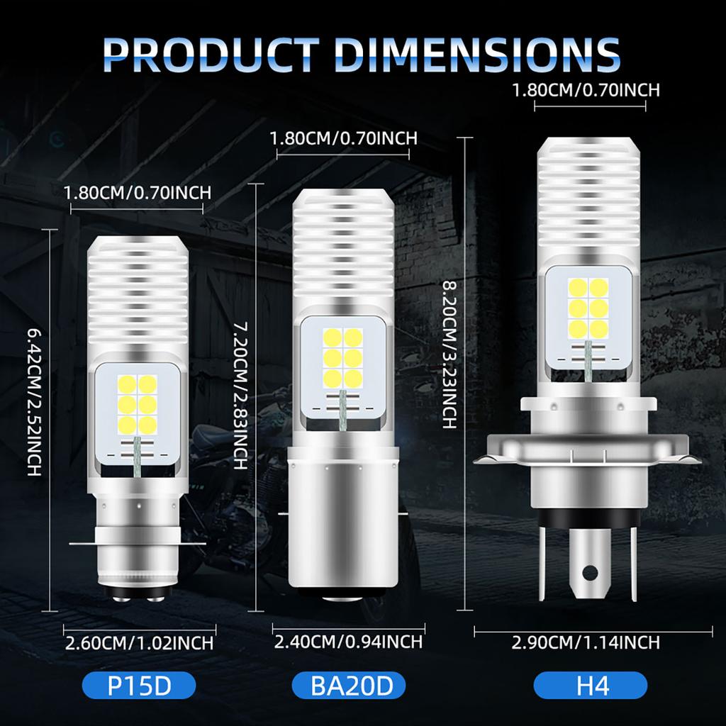 Светодиодные лампы H4 BA20D P15D для мотоциклетной фары Canbus Hi/Lo Beam 12SMD Сверхяркий дневной ходовой свет для мотоцикла, скутера