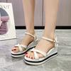 Thick-soled Wedge Heel Heightening Sandals Women's Summer 2025 Korean Version Tide with One-word Strap Comfortable and Lightweight Women's Shoes