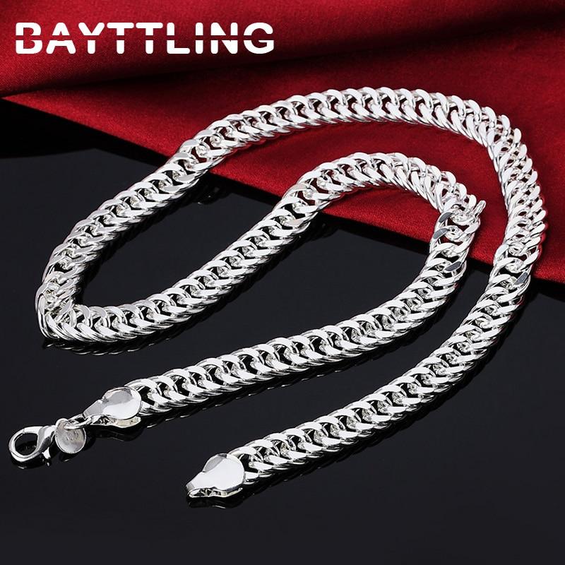 Новинка, ожерелье из стерлингового серебра 925 пробы, 20/24 дюйма, 10 мм, полностью плоская боковая цепочка, ожерелье для женщин и мужчин, модные свадебные украшения, подарок