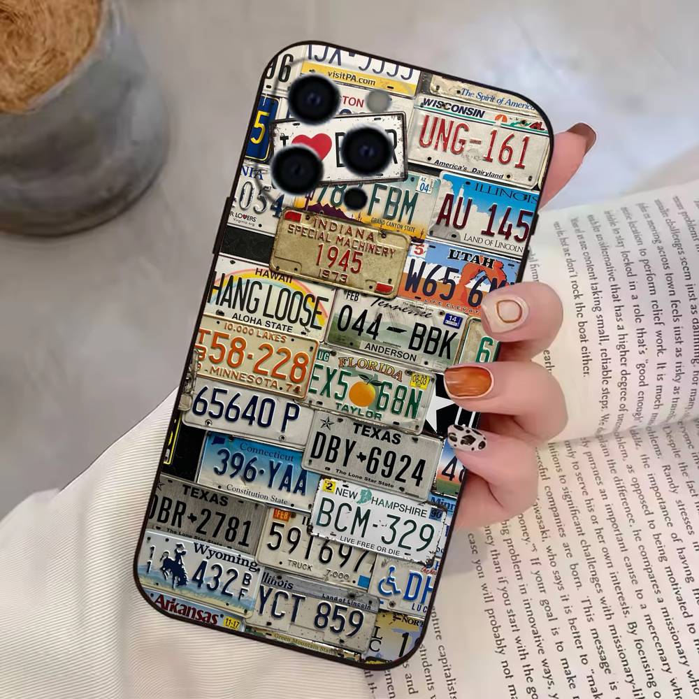 Retro license P-plate Phone Case For iPhone 17, 16,15,14,13,12,11 Plus,Pro Max, Others Soft Black Cover