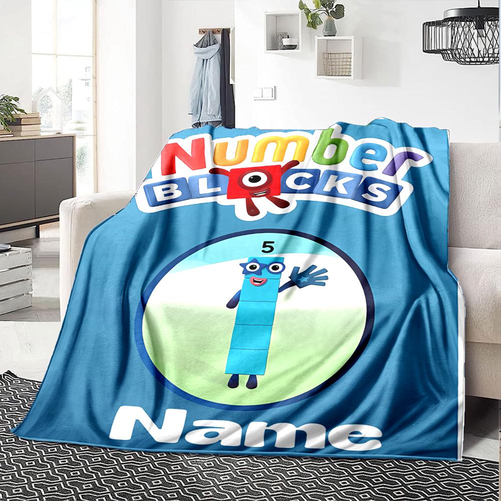 Персонализированное одеяло с именем и номером Personality Numberblocks, мягкое и теплое, для дивана, офиса, кровати, путешествий, перекуса. Подарок, подходит для всех сезонов