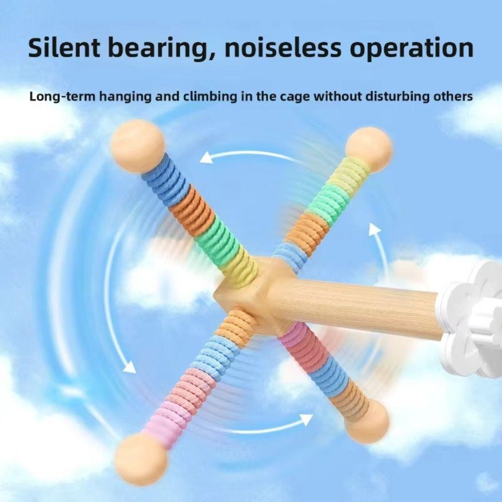 360° Rotatable Wood Bird Training Stand Birds Grinding Perch Holder Pet Birds Entertainment