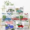 New Year Christmas Pillow Christmas Cushion Cover Pillowcase Cartoon Car Merry Christmas Home Customizable