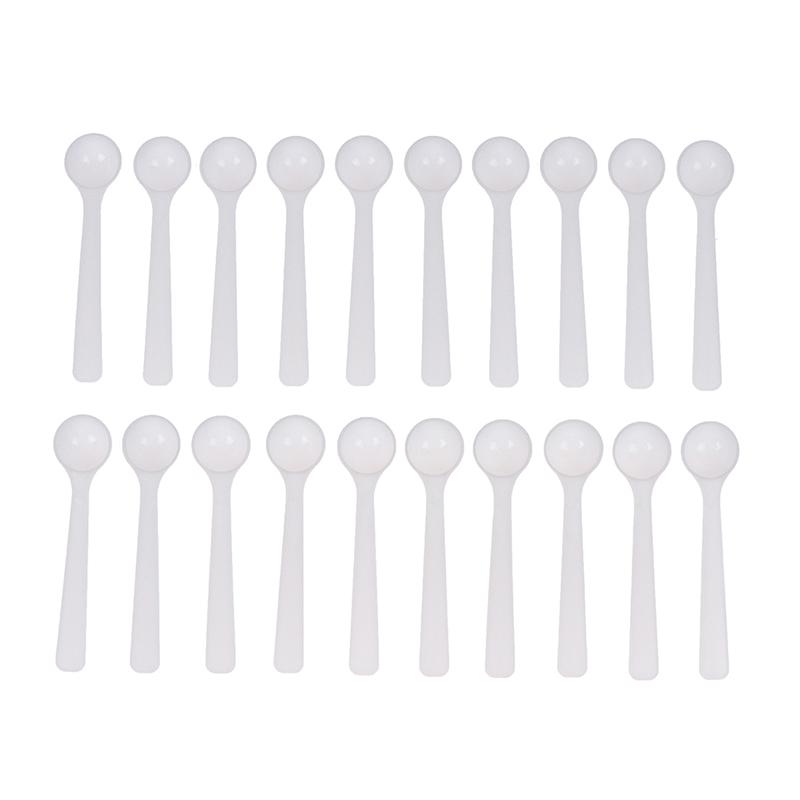 20Pcs Powder Spoon White Measuring Spoon Plastic Small Spoon