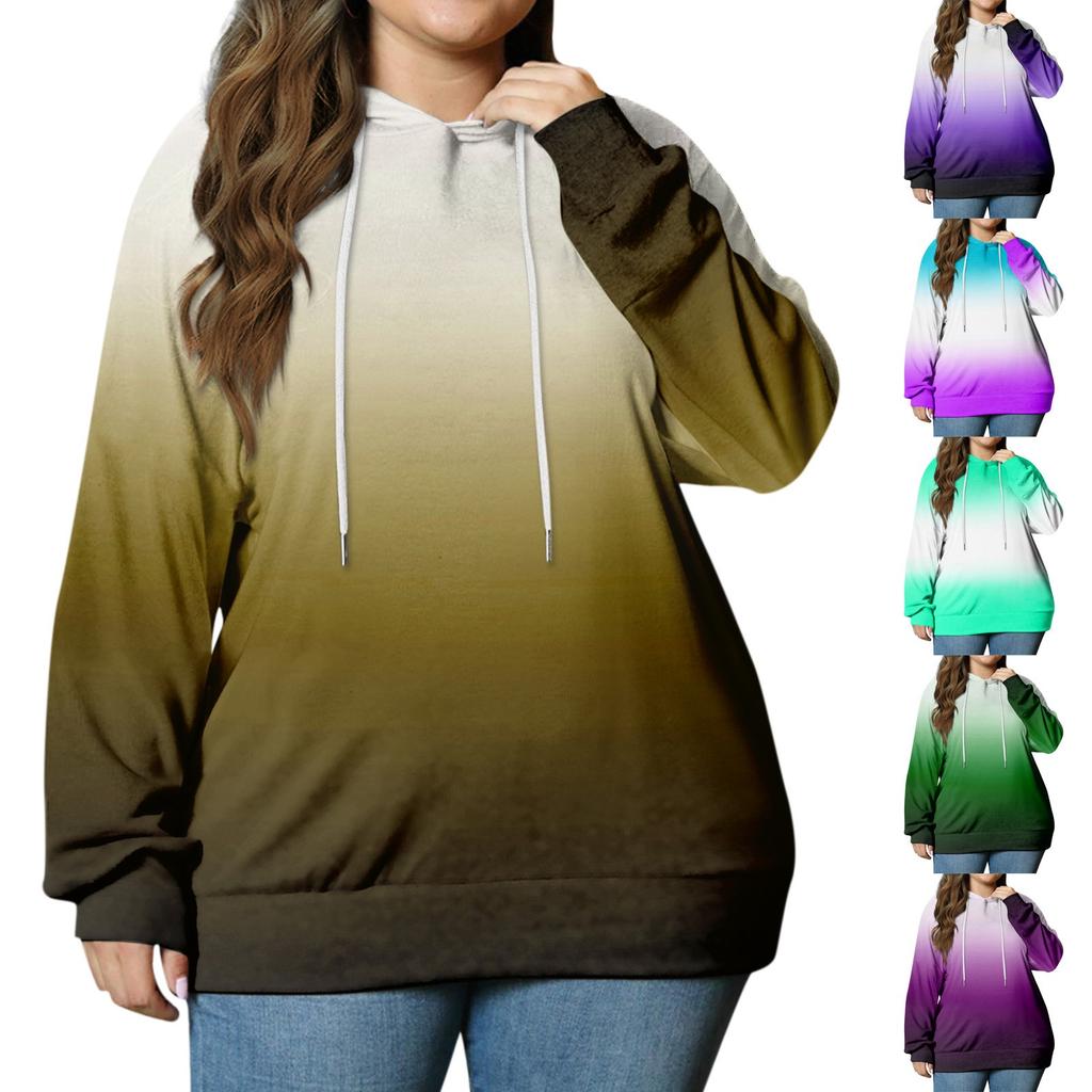 Женский пуловер больших размеров с капюшоном и принтом, толстовка с длинным рукавом и капюшоном