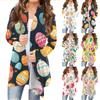 Женский кардиган с пасхальным принтом и длинными рукавами спереди, легкая куртка с принтом