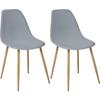 Set of 2 Scandinavian Style Chairs "Ava" with Metal Legs Imitation Oak Atmosphera - Grey