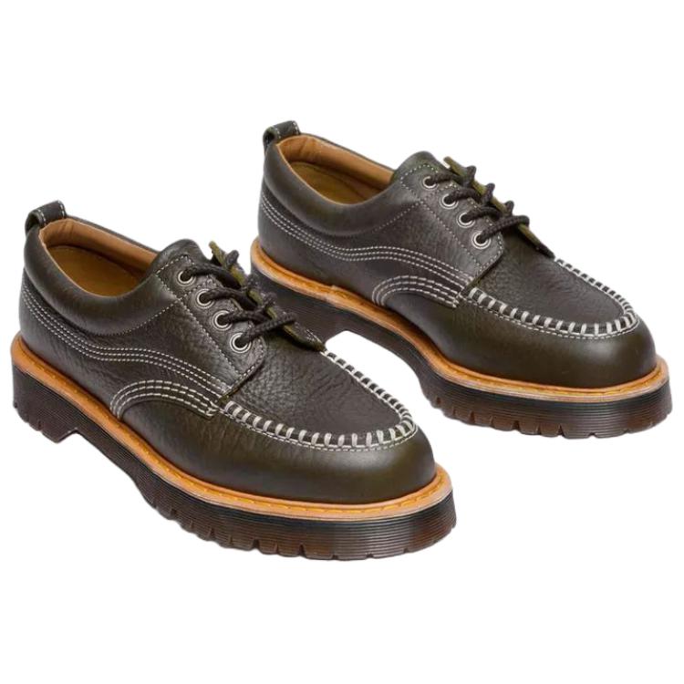 Dr. Martens Lowell Кожаные Повседневные Туфли на Шнуровке Винтажные Унисекс Оливково-Зеленые 42445300