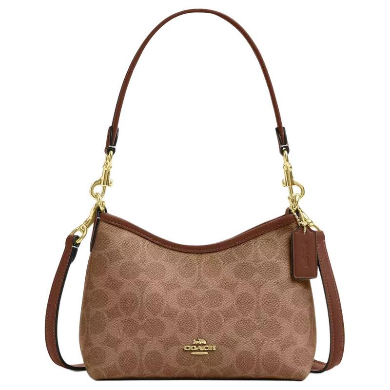 Coach Laurel 19 Small Shoulder Bag Signature Canvas Women Mini Hobo Handbag Two Detachable Straps Shoulder Crossbody Casual Gift CBH15-IMXHE
