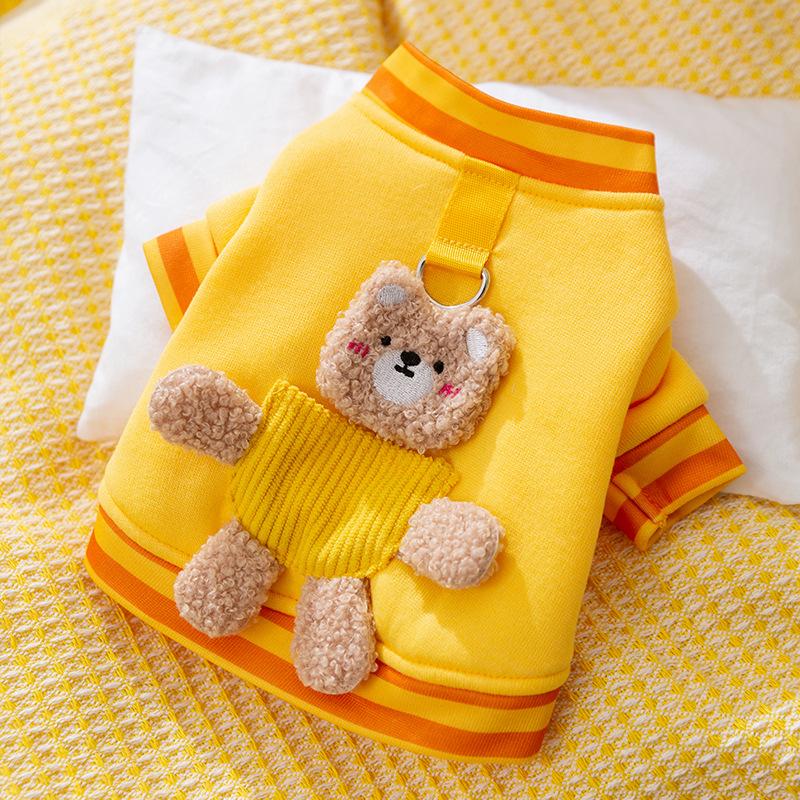 Осенне-зимний теплый и милый свитер с изображением безволосого кота в корейском стиле с карманом в виде трехмерного медведя для двух ног, одежда для собак и домашних животных