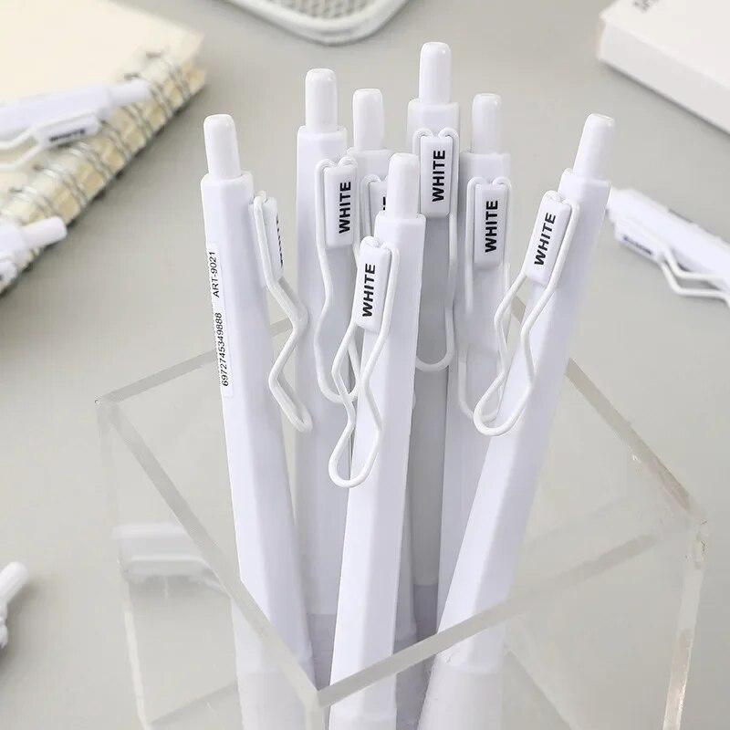 6 шт./компл., простая гелевая ручка, корейская мода, белая, черная, однотонная, канцелярские принадлежности, гелевая ручка, милый альбом для скрапбукинга, ручка с черными чернилами 0,5 мм