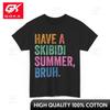 Summer Bruh Shirt Classic Neckline Creative Short Sleeves Breathable Cotton Minimalist Style Shirt Patterned