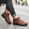 Handmade Split Leather Boots Men Shoes Comfortable Ankle Boots For Men Casual Shoes Large Size Tooling Shoes