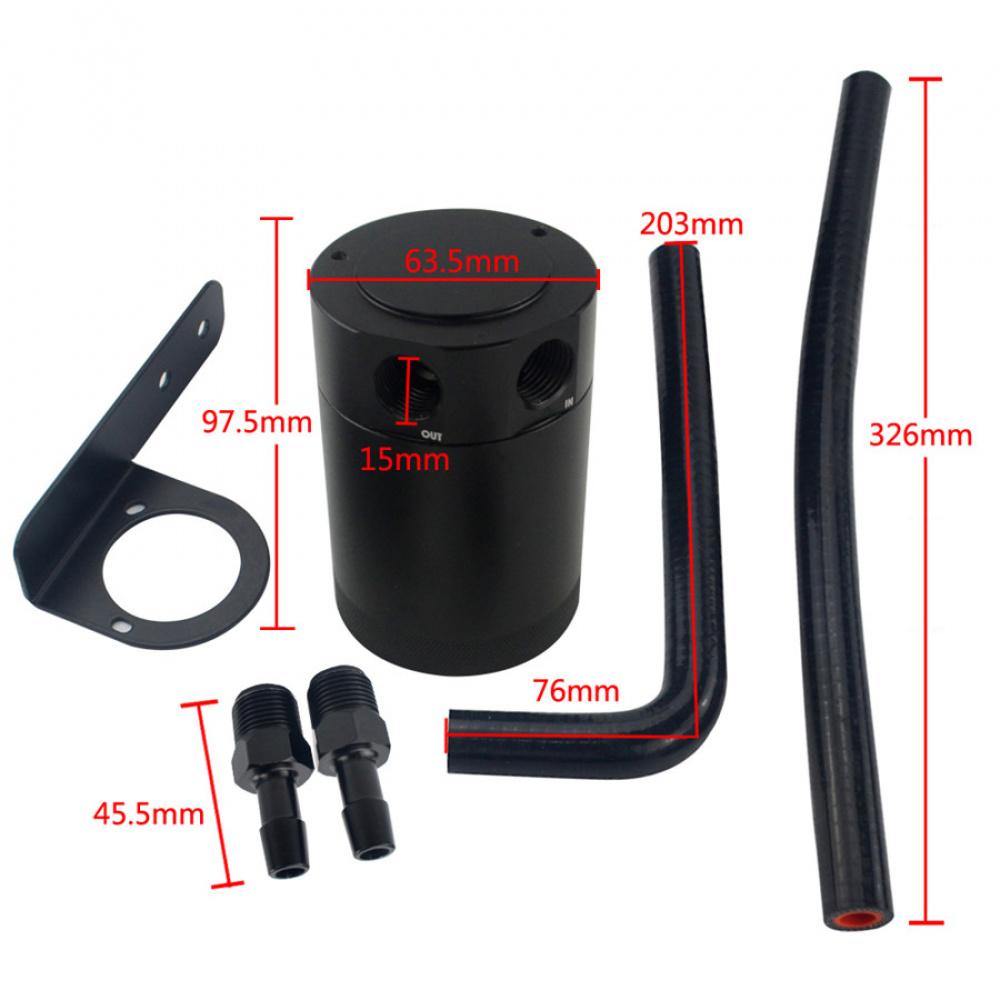 Oil Catch Can Tank / Air-Oil Separator Kit For Honda Civic 16-17 Black With Hose