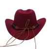 Ox Head Belt Tibetan Style Top Hat Roll Brim Cowgirl Cap New Western Cowboy Hat  Men