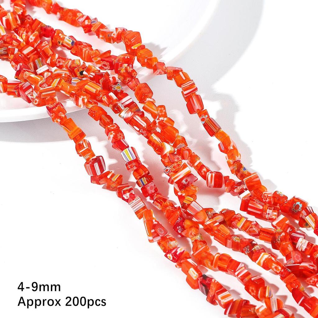 200 шт./пакет 4-9 мм разноцветные бусины в виде цветов, стеклянные бусины лэмпворк для DIY ожерелья, браслета, изготовления ювелирных изделий своими руками 80 см/16