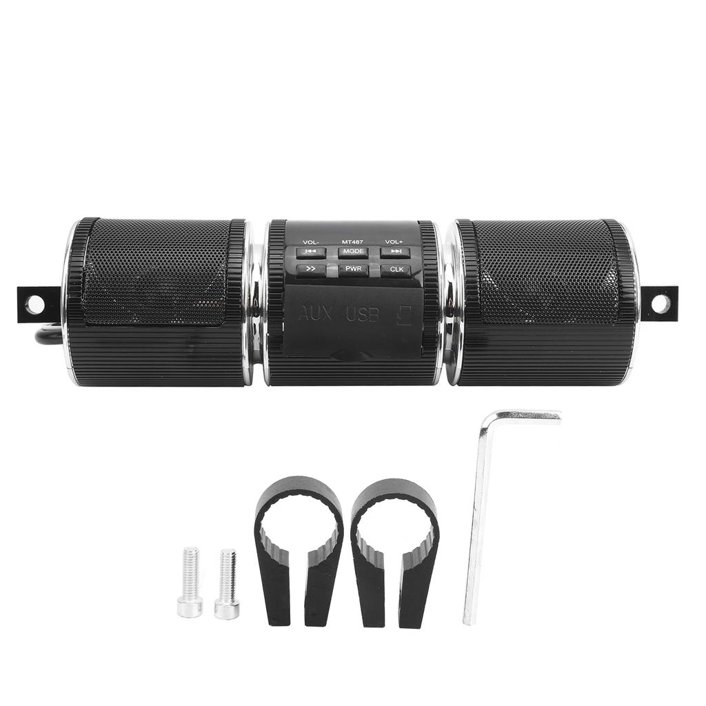 Motorcycle Stereo Speaker Bluetooth MP3 Audio Handlebar Player Waterproof High Sound QualityBlack