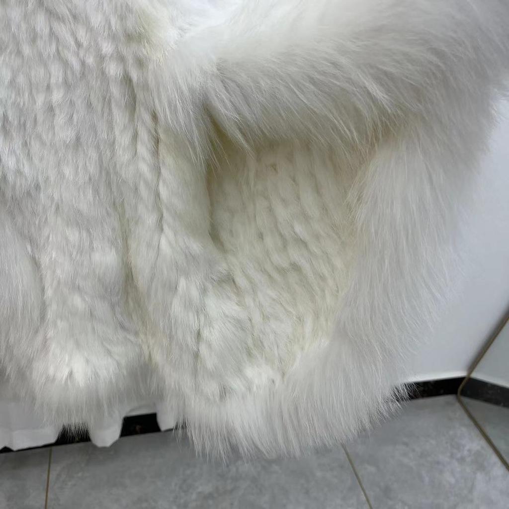Real Rabbit Fur Braided Coat for Women Short Style Young Coat Fox Fur Bat Sleeve Shawl