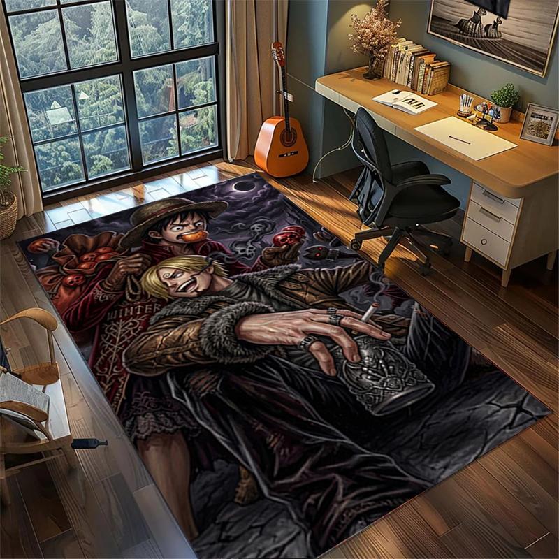 Bedroom Area Rug "ONE PIECE" Non Slip Washable Large Carpet Gamer Room Floor Mat Decor kwq42