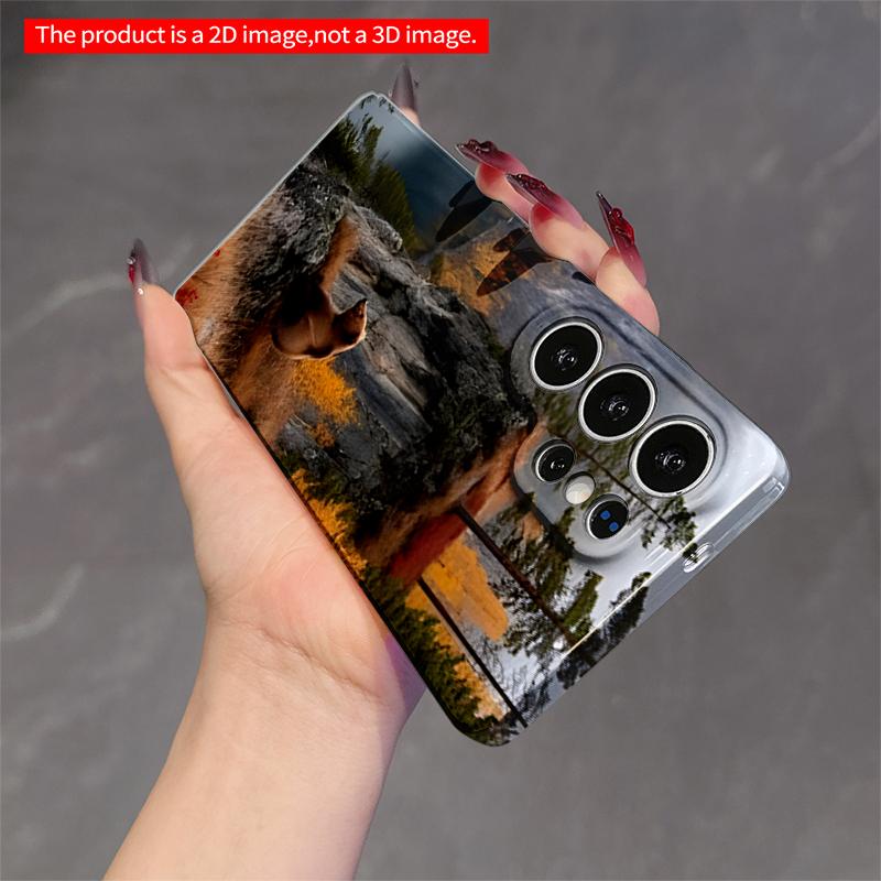 2DFlat Samsung phone case Bear on Cliff Over Lake Autumn Applicable to Galaxy S23 S24 S25ULTRA S26 A12 A14 A15 A16 A54 A55