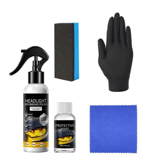 Headlight Repair Kit Fix Yellowed Fogging Oxidation Car Lenses With Polish Uv Protectant Spray