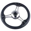 High-Quality Marine Steering Wheel - 3 Spoke Stainless Steel Boat Accessory with Comfortable Black Foam Grip