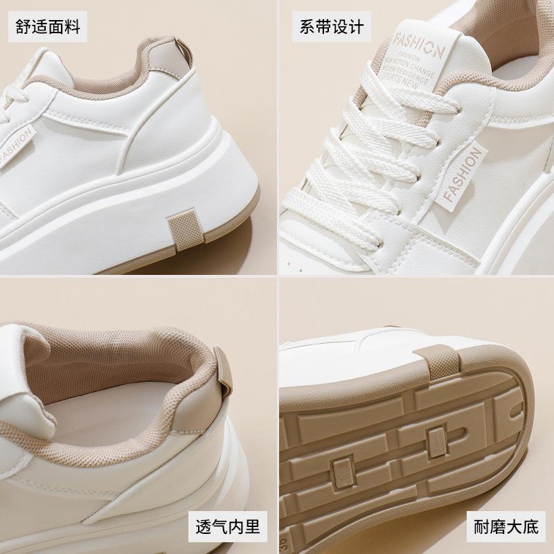 2025 Spring White Shoes New Korean Version Ins Female Students Height Increase Platform Sports Board Shoes Casual Shoes Female HB608