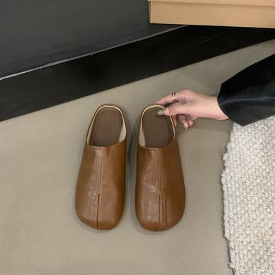 Ретро черные ленивые мокасины одинарные туфли женские туфли 2025 новая осенняя корейская версия однопедальная сумка головные и полутапочки