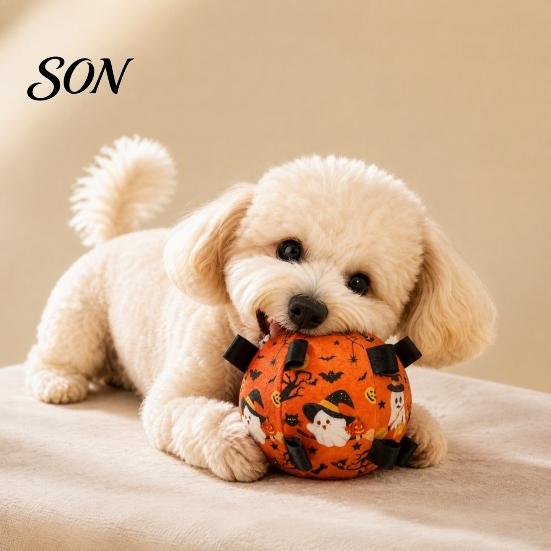 Dogs Interactive Tug Toys Squeaky Dog Chew Ball Toy for Halloween, Bite Resistant Plush Toy, Pet Teething Small Medium Large Breeds