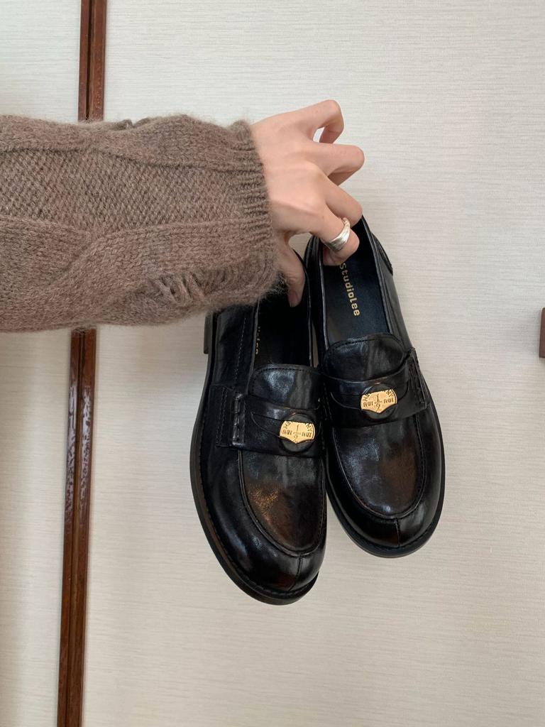 Shoes Classic Versatile Round Head Small Gold Coin Lazy Shoes