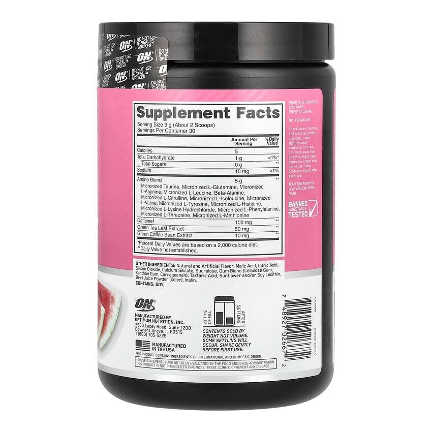 Незаменимые аминокислоты Арбуз (270 г), Essential Amin.O. Energy Watermelon,  Optimum Nutrition