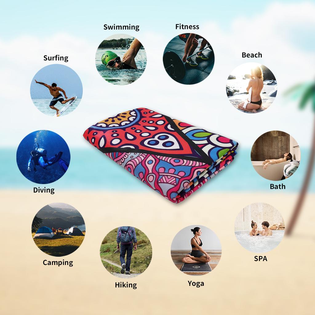 Multiple Types Microfiber Blanket Quick Drying Beach Towels, Oversized Printing Towel, Super Absorbent Pool Towel Blanket 1PC