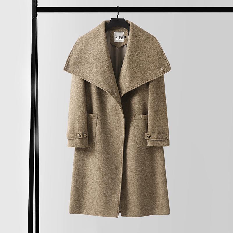 Мужской роскошный кашемировый длинный пальто - Большого размера, Свободный крой, С отворотами